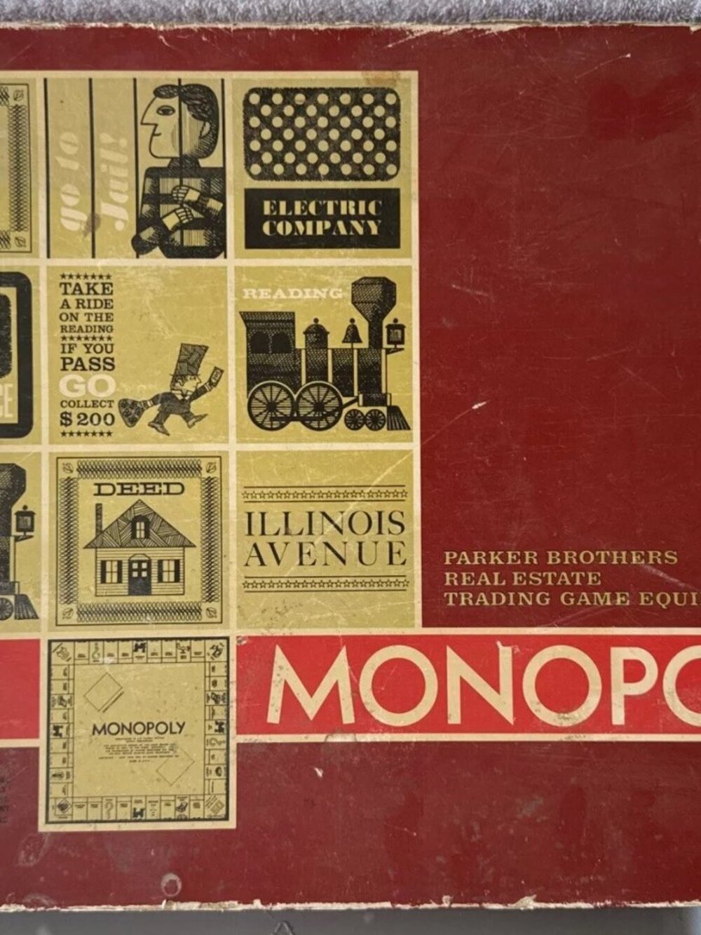 Parker Brothers 1963 Monopoly Deluxe Edition Red Box Vintage